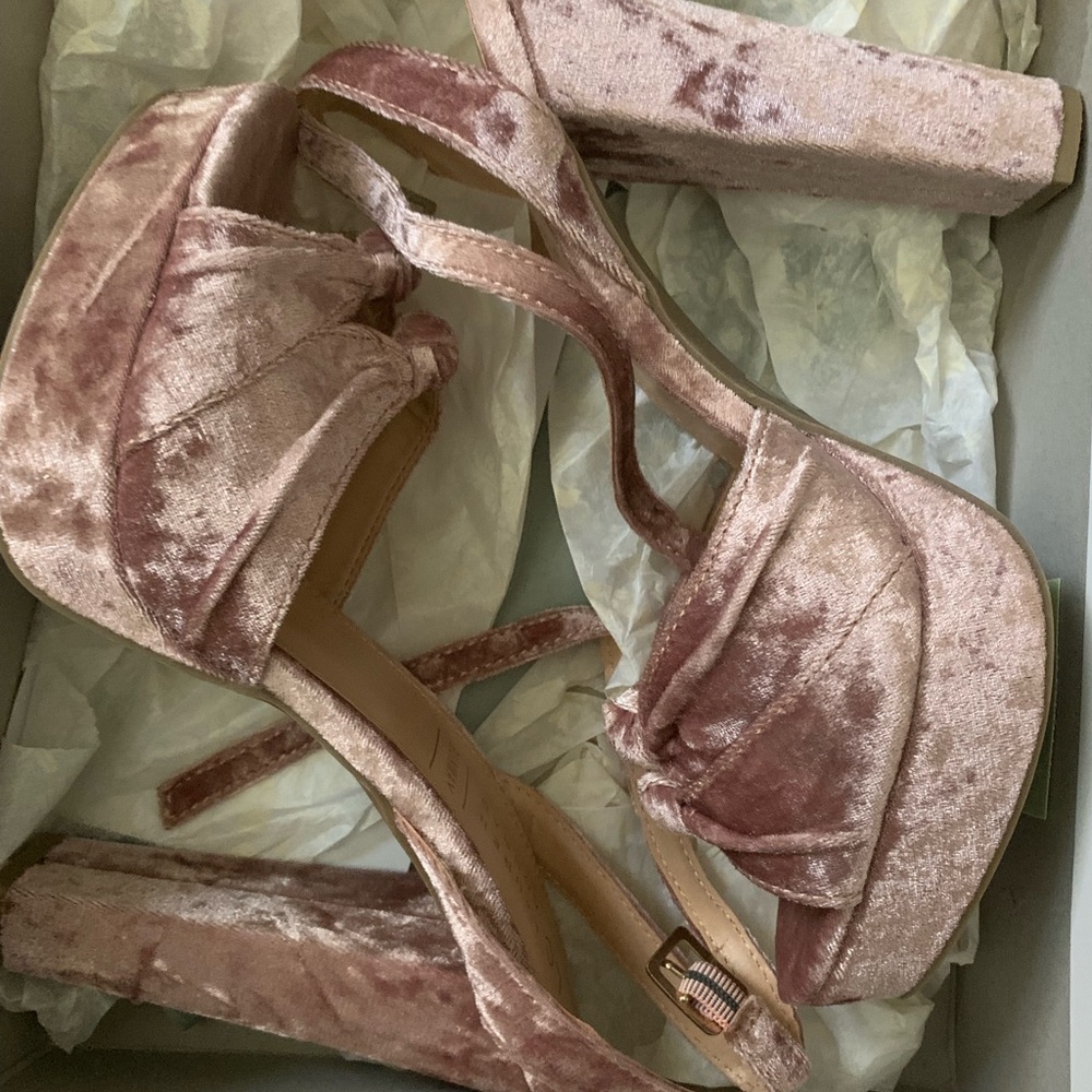 Blush Pink Velvet Open Toe Sanda
